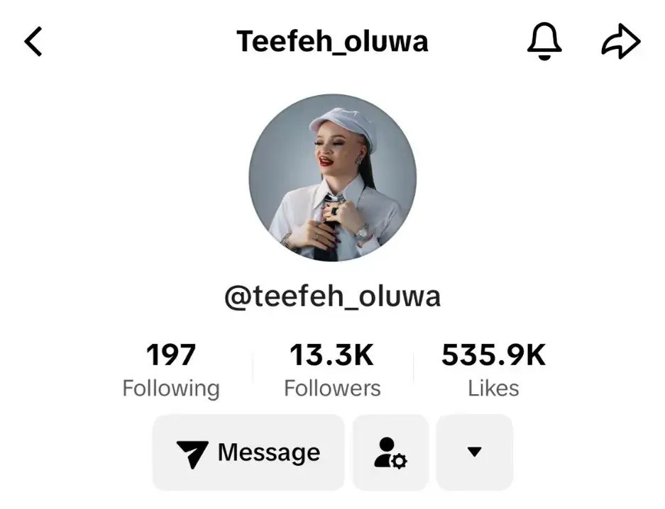 Teefah Oluwa's TikTok profile.